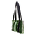 Cotton shoulder bag, 'Glorious Stripes' (11 inch) - Green and Black Stripe Handwoven Shoulder Bag (11 Inch)
