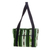 Cotton shoulder bag, 'Glorious Stripes' (11 inch) - Green and Black Stripe Handwoven Shoulder Bag (11 Inch)