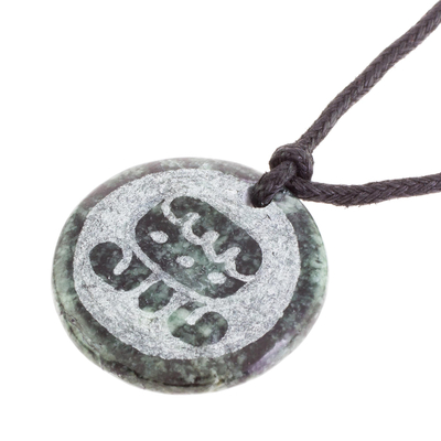 Jade pendant necklace, 'I'x Medallion' - Jade Pendant Necklace of Mayan Figure I'x from Guatemala