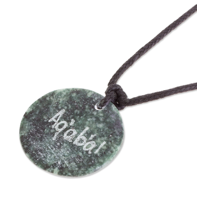 Jade pendant necklace, 'Aq'ab'al Medallion' - Jade Necklace of Mayan Figure Aq'ab'al from Guatemala