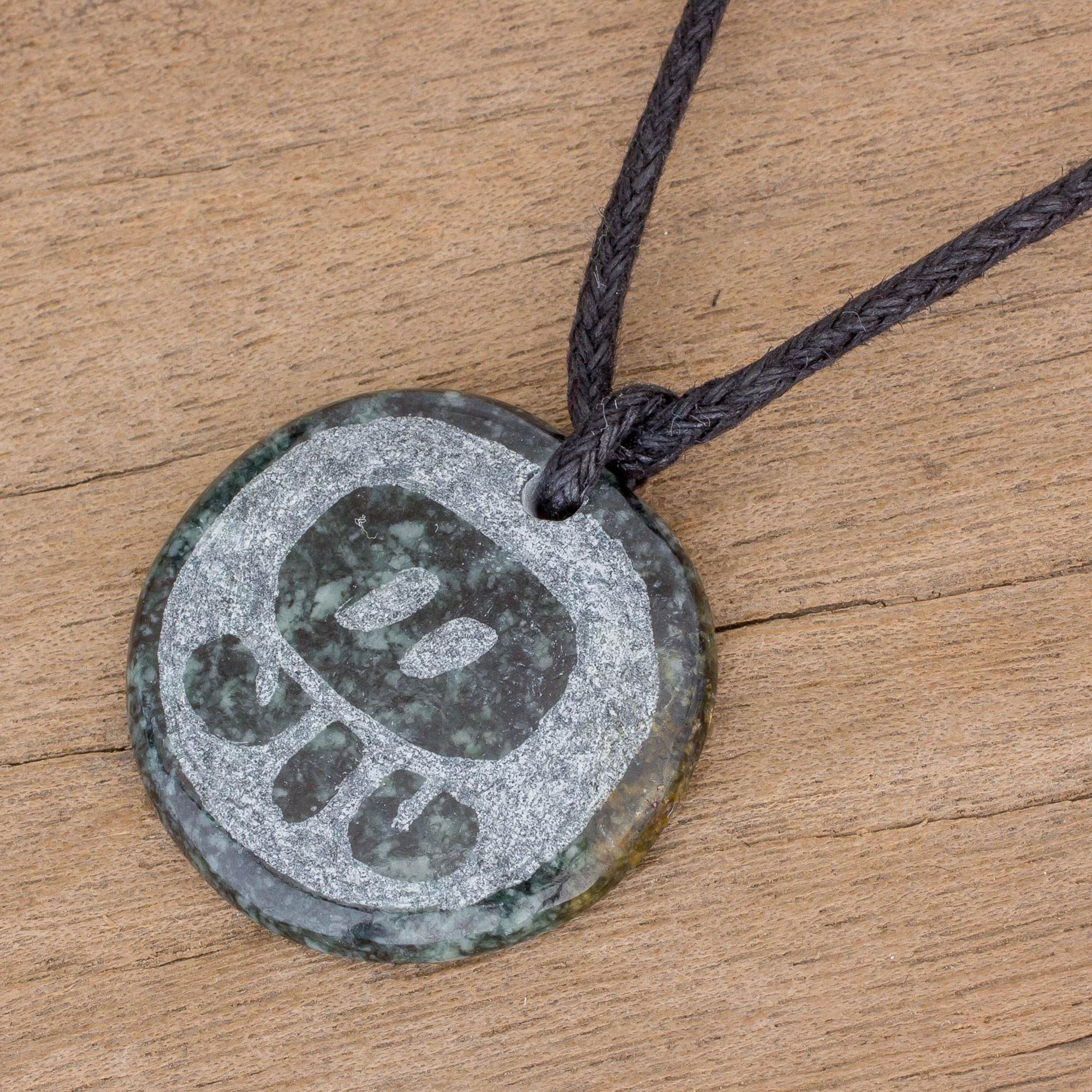 Jade Pendant Necklace Of Mayan Figure Kan From Guatemala Kan Medallion Novica