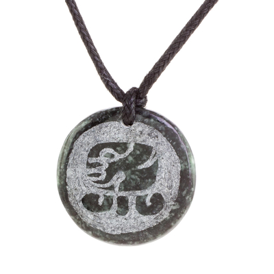 Jade pendant necklace, 'Keme Medallion' - Jade Pendant Necklace of Mayan Figure Keme from Guatemala