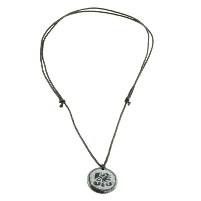 Jade pendant necklace, 'Kej Medallion' - Jade Pendant Necklace of Mayan Figure Kej from Guatemala