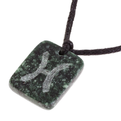 Halskette mit Jade-Anhänger - Jade-Sternzeichen-Fische-Anhänger-Halskette aus Guatemala