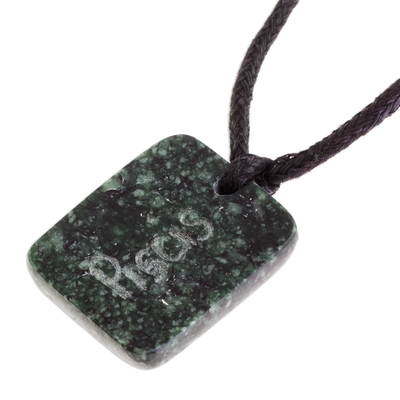 Jade pendant necklace, 'Verdant Pisces' - Jade Zodiac Pisces Pendant Necklace from Guatemala