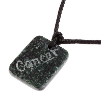 Jade pendant necklace, 'Verdant Cancer' - Jade Zodiac Cancer Pendant Necklace from Guatemala