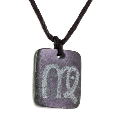Jade pendant necklace, 'Verdant Virgo' - Jade Zodiac Virgo Pendant Necklace from Guatemala