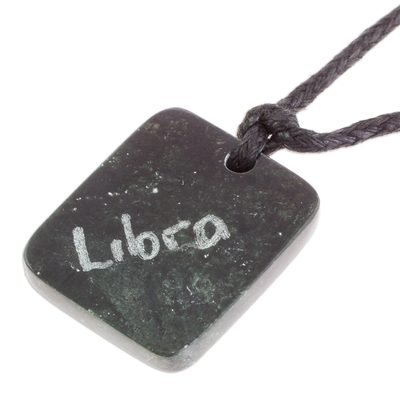 Jade pendant necklace, 'Verdant Libra' - Jade Zodiac Libra Pendant Necklace from Guatemala