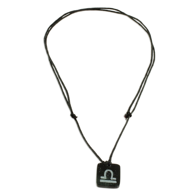 Halskette mit Jade-Anhänger - Jade-Sternzeichen-Waage-Anhänger-Halskette aus Guatemala