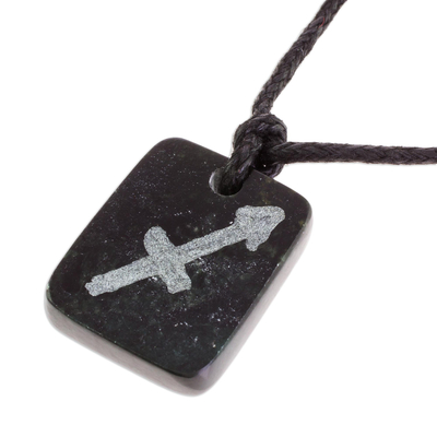 Jade pendant necklace, 'Verdant Sagittarius' - Jade Zodiac Sagittarius Pendant Necklace from Guatemala