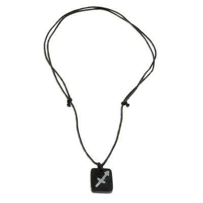 Jade pendant necklace, 'Verdant Sagittarius' - Jade Zodiac Sagittarius Pendant Necklace from Guatemala
