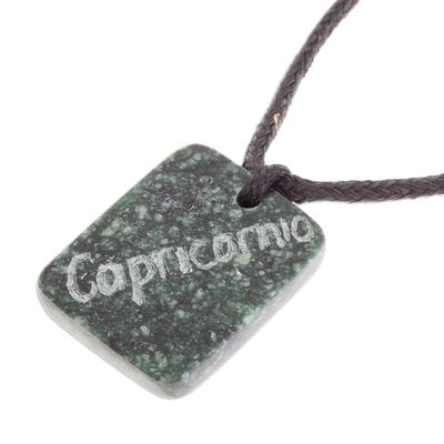 Jade pendant necklace, 'Verdant Capricorn' - Jade Zodiac Capricorn Pendant Necklace from Guatemala