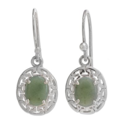 Geometric Jade Dangle Earrings in Apple Green from Guatemala