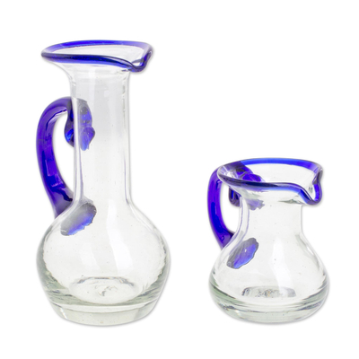 Handblown Small Recycled Glass Pitchers (Pair)