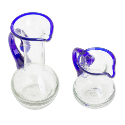 Kleine Krüge aus recyceltem Glas, (Paar) - Handgeblasene kleine Krüge aus recyceltem Glas (Paar)