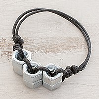 Upcycled metal pendant bracelet,