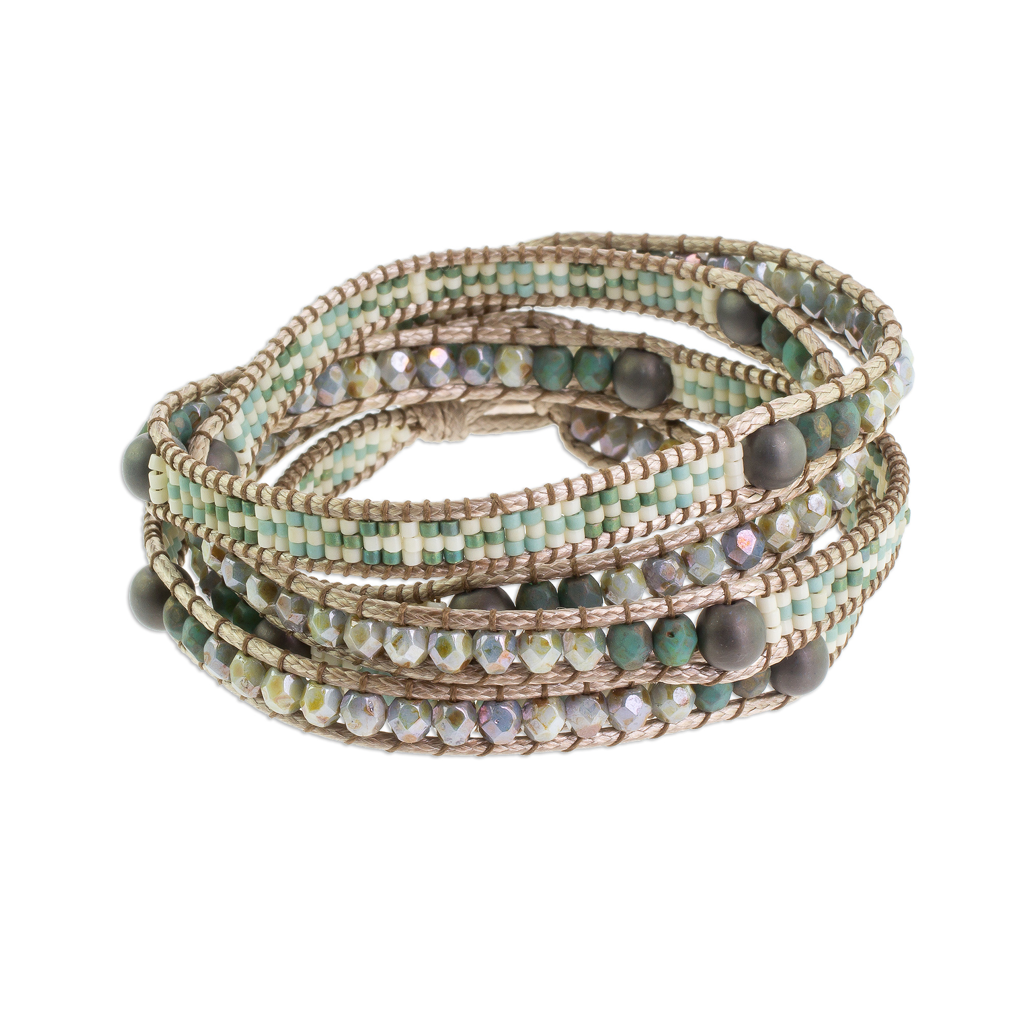 UNICEF Market | Glass Beaded Wrap Bracelet in Grey and Pastel from ...