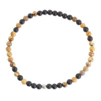 Unisex Matte Onyx and Jasper Beaded Ankle Bracelet