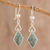 Jade dangle earrings, 'Marvelous Green Diamonds' - Diamond-Shaped Jade Dangle Earrings in Green from Guatemala (image 2) thumbail