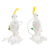 Glass beaded ornaments, 'White Cockatoos' (pair) - Glass Beaded White Cockatoo Ornaments from Guatemala (Pair) (image 2b) thumbail