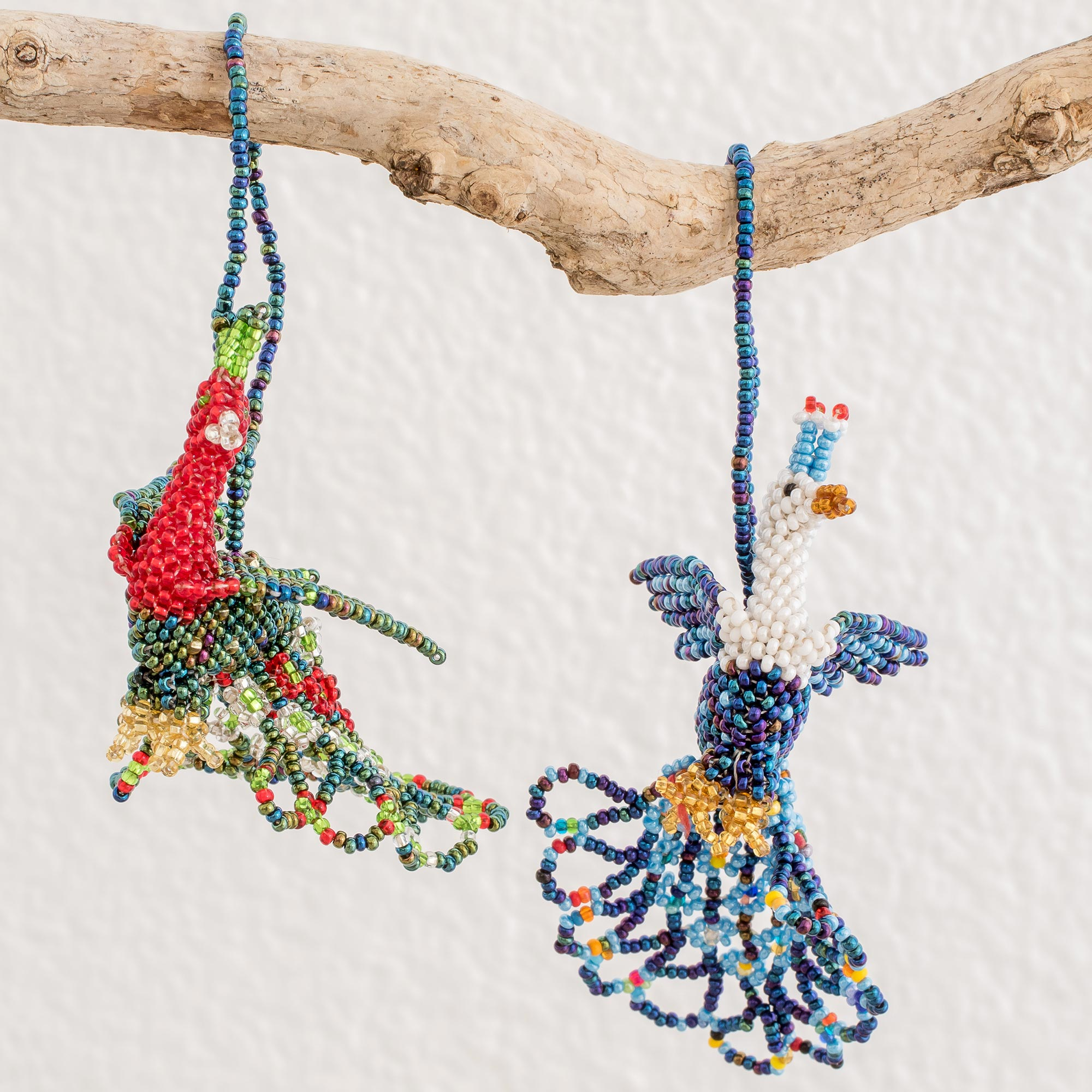 Hand-Beaded Glass Peacock Ornaments from Guatemala (Pair) - Real Beaut –  GlobeIn