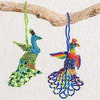 Glass beaded ornaments, 'Real Beauty' (pair)