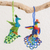 Glass beaded ornaments, 'Real Beauty' (pair) - Hand-Beaded Glass Peacock Ornaments from Guatemala (Pair) thumbail