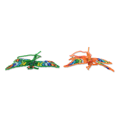 Glasperlen-ornamente, 'bunte libellen' (paar) - guatemaltekische glasperlen-libelle ornamente (paar)