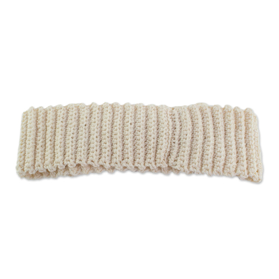 Stirnband aus Baumwolle - Gehäkeltes Baumwollstirnband mit Schleife aus Guatemala