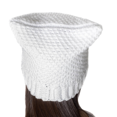 Crocheted hat, 'White Tenderness' - Crocheted Hat in White from Guatemala