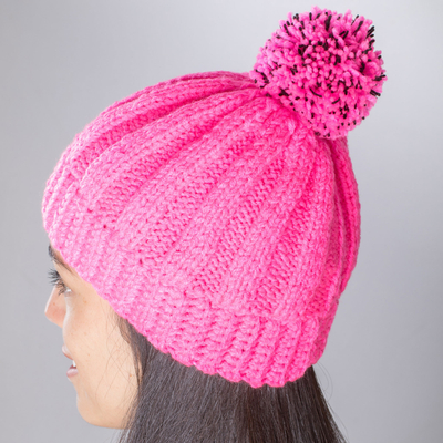 Hand-crocheted hat, 'Carnation Beauty' - Crocheted Hat in Carnation from Guatemala