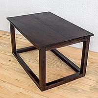 Wood accent table, 'Family Relaxation' - Modern Pinewood Accent Table from Guatemala