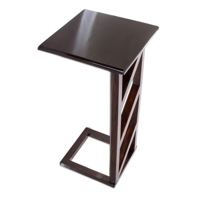 Wood auxiliary table, 'Sunday at Home' - Stained Pinewood Auxiliary Table from Guatemala