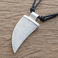 Featured review for Jade pendant necklace, Wide Tusk in Lilac
