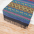 Cotton table runner, 'Bright Night' - Handwoven Cotton Table Runner with Zigzag Patterns thumbail