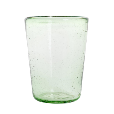 Glass juice glasses, 'Glistening Meadow' (set of 4) - Handblown Recycled Glass Pale Green Juice Glasses (Set of 4)