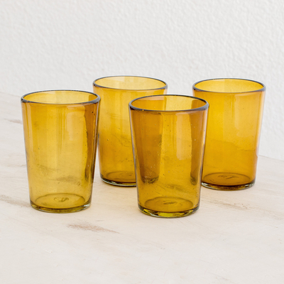 Amber Drinking Glasses, Set of 4