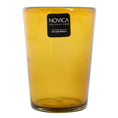 Recycelte Glassaftgläser, 'icy amber' (4er-satz) - mundgeblasene recycling-glas-bernstein-saftgläser (4 stück)