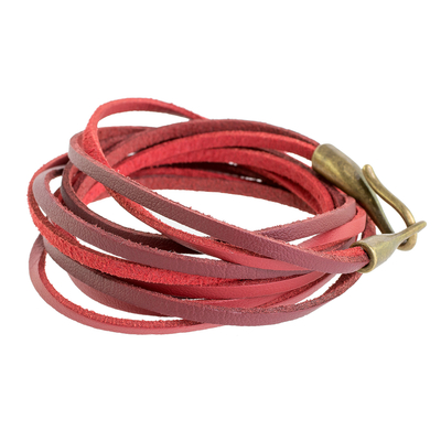 Faux leather cord bracelet, 'Crimson Harmony' - Red Cord Cord Bracelet from Guatemala