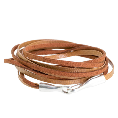 Faux leather cord bracelet, 'Sepia Strands' - Brown Faux Leather Cord Bracelet from Guatemala