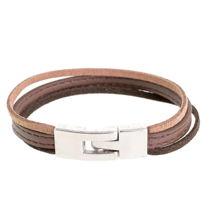 Faux leather wristband bracelet, 'Tricolor Elegance' - Tricolor Faux Leather Wristband Bracelet from Guatemala