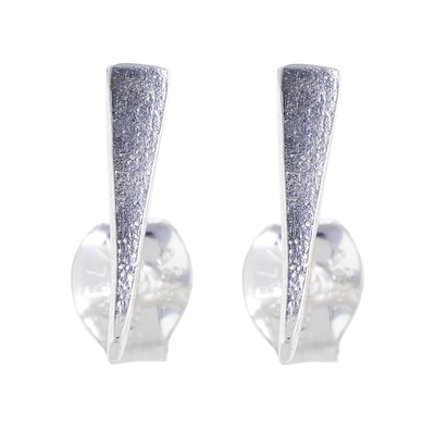 Sterling silver stud earrings, 'Straight and True' - Elongated Triangle Modern Sterling Silver Stud Earrings