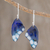 Enameled copper dangle earrings, 'Blue Winged Butterfly' - Blue Butterfly Wing Enameled Copper Dangle Earrings thumbail