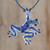 Handblown glass pendant necklace, 'Speckled Frog' - Blue with Black Spots Handblown Glass Frog Pendant Necklace (image 2) thumbail