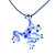 Handblown glass pendant necklace, 'Speckled Frog' - Blue with Black Spots Handblown Glass Frog Pendant Necklace thumbail