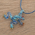 Handblown glass pendant necklace, 'Red-Eyed Frog' - Blue with Red Accents Handblown Glass Frog Pendant Necklace