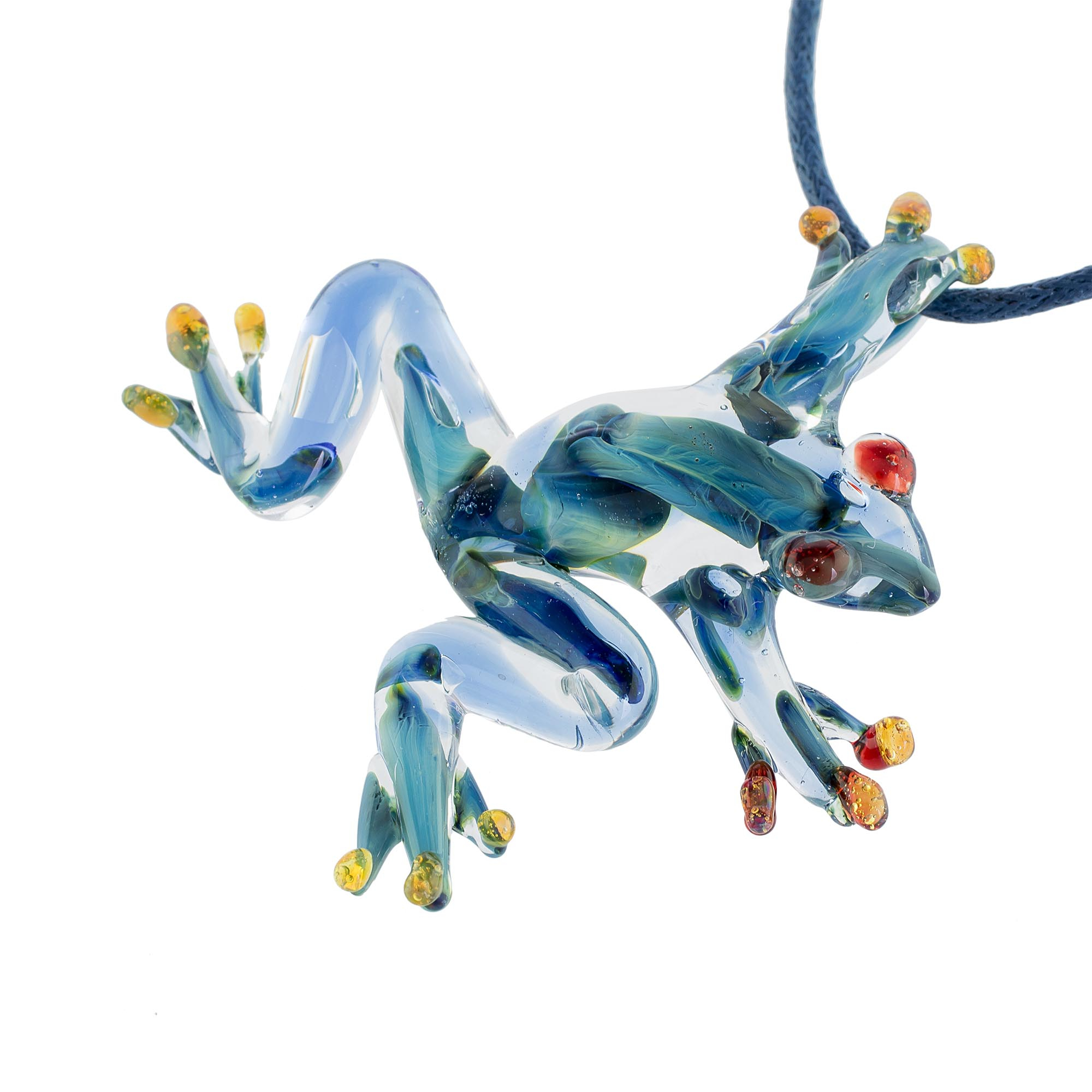 UNICEF Market | Blue with Red Accents Handblown Glass Frog Pendant ...