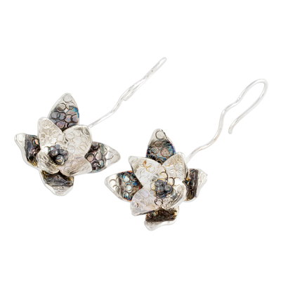 Sterling silver drop earrings, 'Fascinating Flowers' - Floral Sterling Silver Drop Earrings Crafted in Costa Rica