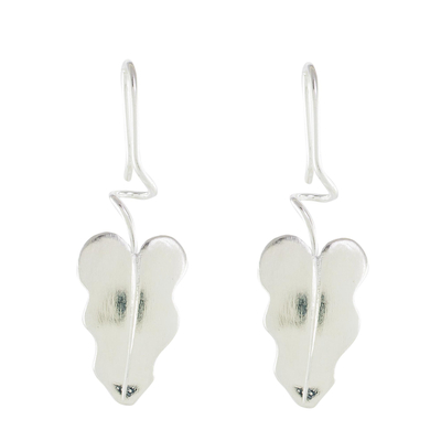 Sterling silver drop earrings, 'Twisting Leaves' - Sterling Silver Leaf Drop Earrings from Costa Rica