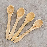 Wood spoons, 'Morning Snack' (set of 4) - Hand-Carved Coffee Root Spoons from Guatemala (Set of 4)